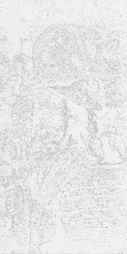 Maľovanie podľa čísel Mladá čarodejnica s metalickými farbami 40×80 cm LW 5130