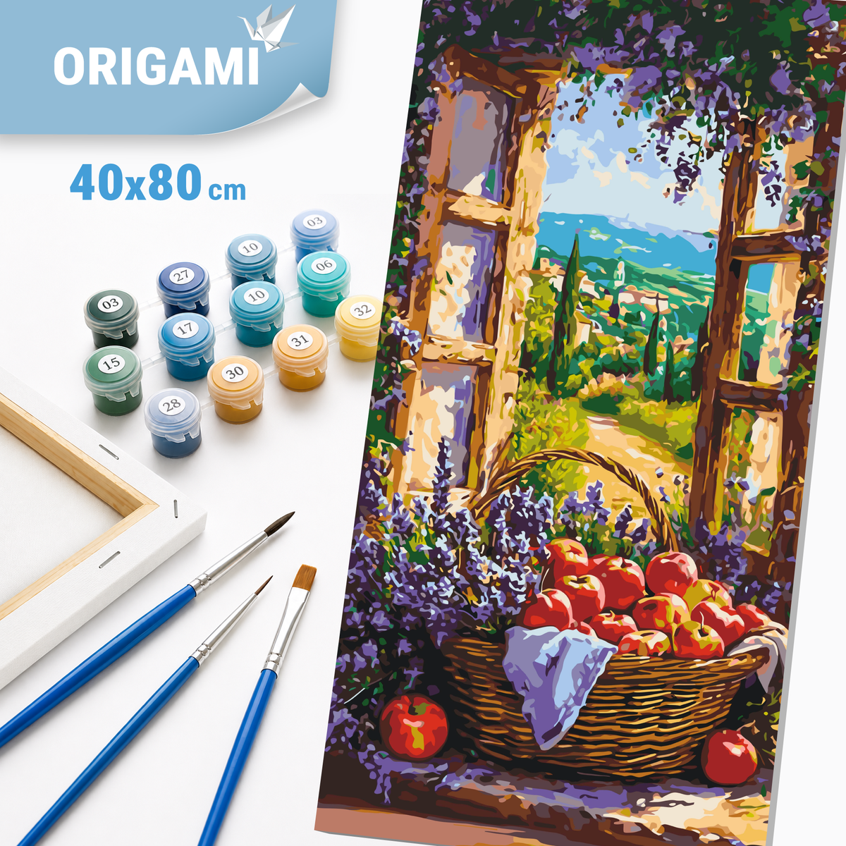 Maľovanie podľa čísel na ráme 40*80 cm - Ovocný košík - Krajinka - LW 5133