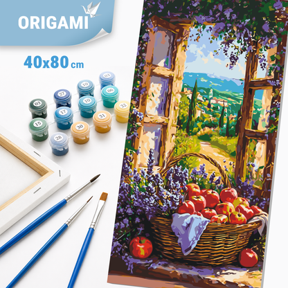 Maľovanie podľa čísel na ráme 40*80 cm - Ovocný košík - Krajinka - LW 5133