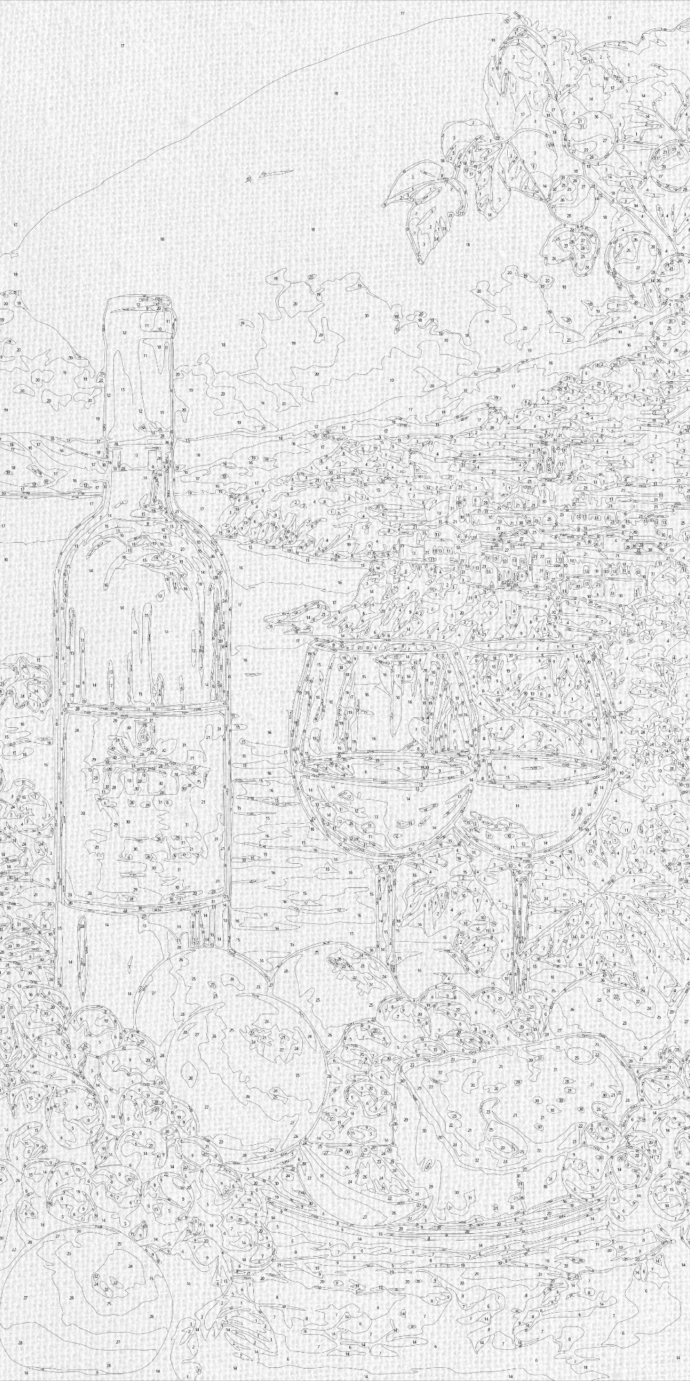 Maľovanie podľa čísel na ráme 40*80 cm Krajinka/Zátišie s vínom a ovocím, pobrežie LW 5143