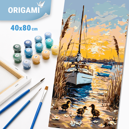 Maľovanie podľa čísel na ráme 40*80 cm - Letný večer - Krajinka - LW 5150