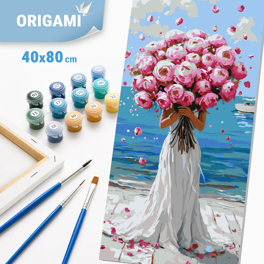 Paint by Numbers on a 40x80 cm frame - Embrace of Roses - People/Flowers - LW 5152