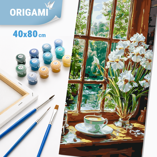 Maľovanie podľa čísel na ráme 40*80 cm Zátišie/Kvety. Kávová harmónia LW 5155