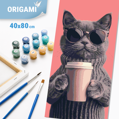 Maľovanie podľa čísel na ráme 40*80 cm - Mačací vibe - Zvieratá - LW 5156