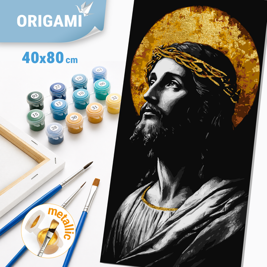 Maľovanie podľa čísel na ráme 40*80 cm - Obraz Spasiteľa - Náboženstvo s metalickými farbami - LW 5158
