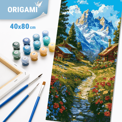 Maľovanie podľa čísel na ráme 40*80 cm - Cesta do hôr - Krajinka - LW 5162