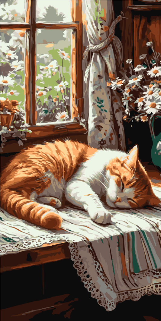 Maľovanie podľa čísel Zvieratá. Ryšavý kocúr 40×80 cm LW 5163