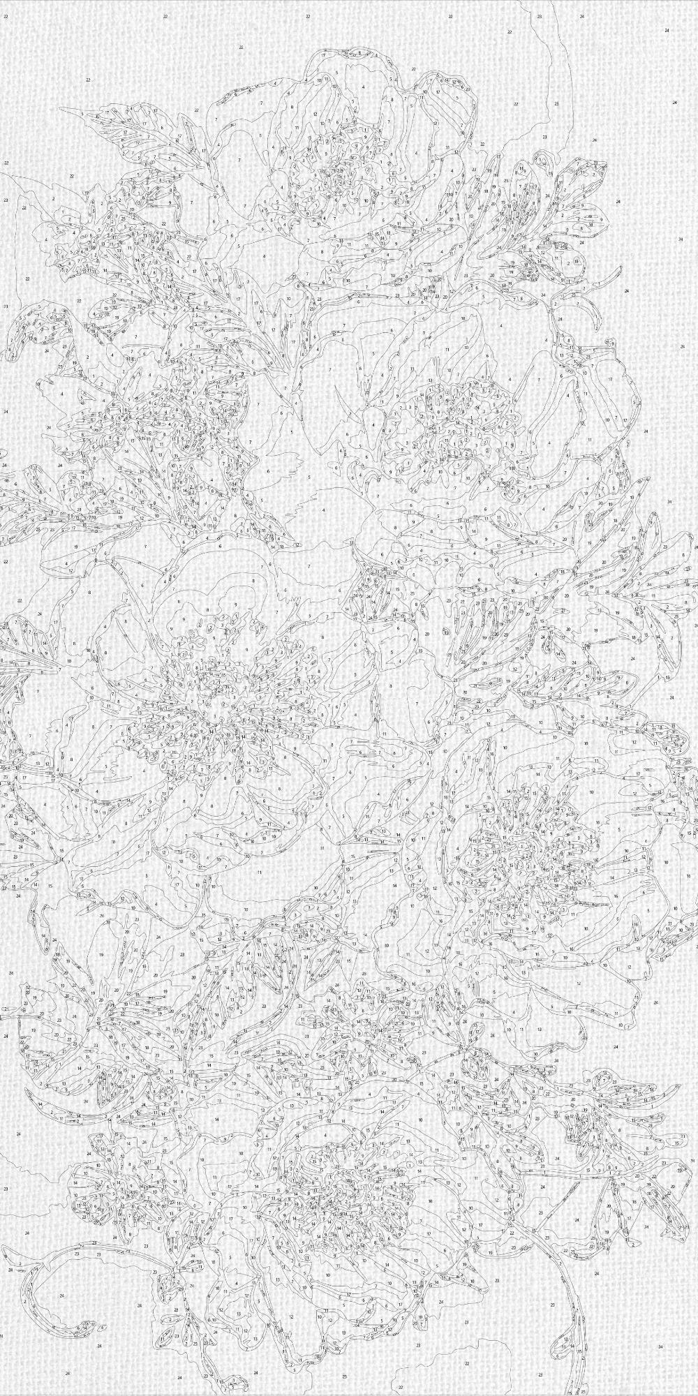 Maľovanie podľa čísel na ráme 40*80 cm Kvety. Pivónie s metalickými farbami LW 5166