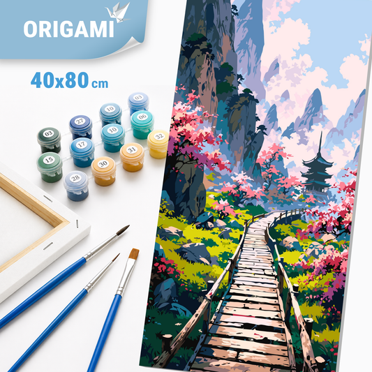 Paint by Numbers on a 40*80 cm frame landscape - Mysterious Japanese Garden LW 5169
