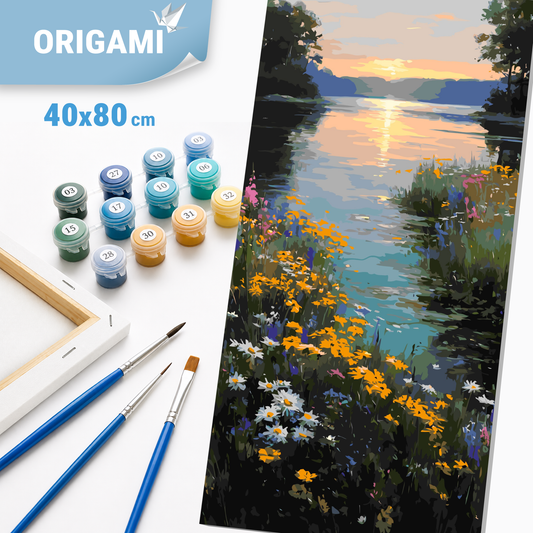 Maľovanie podľa čísel na ráme 40*80 cm - Letné farby prírody - Krajinka - LW 5171
