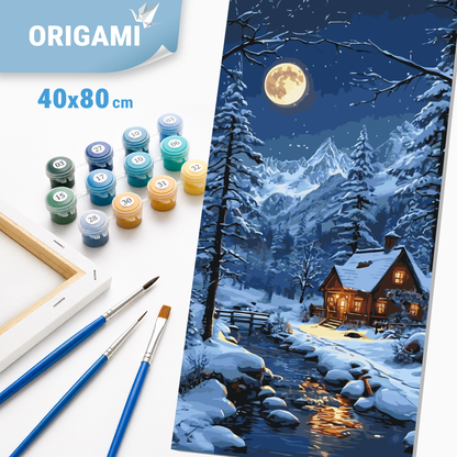Maľovanie podľa čísel na ráme 40*80 cm - Zimná pohoda - Krajinka - LW 5178