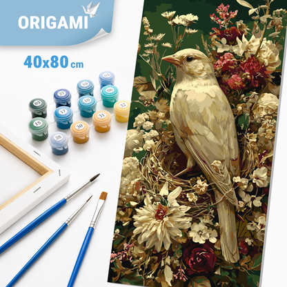 Maľovanie podľa čísel na ráme 40*80 cm - Vtáčik medzi lupienkami - Zvieratá - LW 5189