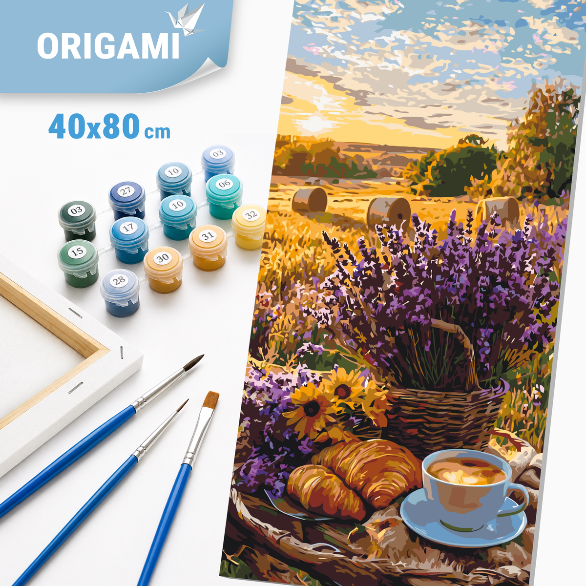 Maľovanie podľa čísel na ráme 40*80 cm - Levanduľové ráno - Krajinka/Kvety - LW 5190