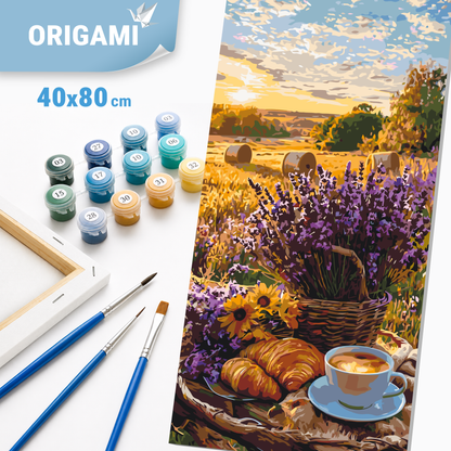 Maľovanie podľa čísel na ráme 40*80 cm - Levanduľové ráno - Krajinka/Kvety - LW 5190