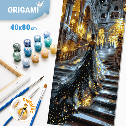 Maľovanie podľa čísel na ráme 40*80 cm - Dievča so svetlom - Ľudia s metalickými farbami - LW 5191