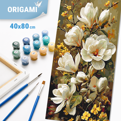 Maľovanie podľa čísel na ráme 40*80 cm - Kvitnúca magnólia - Kvety - LW 5194