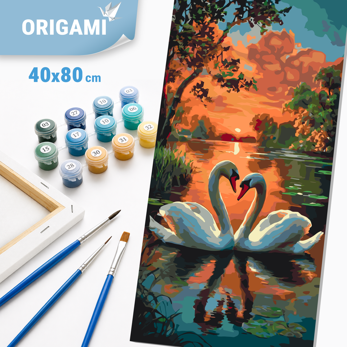Maľovanie podľa čísel na ráme 40*80 cm - Labuťia nežnosť - Zvieratá/Krajinka - LW 5200