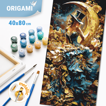 Maľovanie podľa čísel na ráme 40*80 cm - Elegantné dievča - Ľudia/Kvety s metalickými farbami - LW 5206