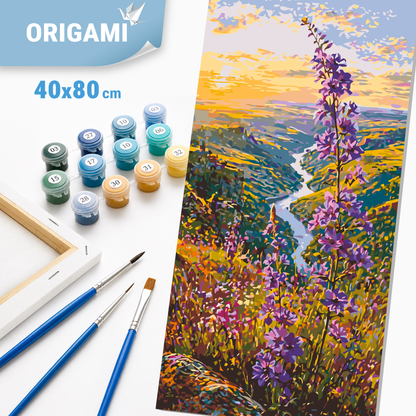 Maľovanie podľa čísel na ráme 40*80 cm - Levanduľová cesta - Krajinka - LW 5214