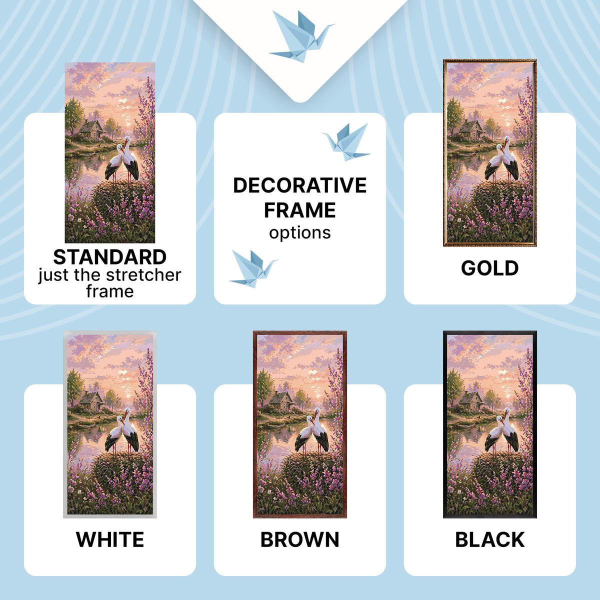 Maľovanie podľa čísel na ráme 40*80 cm - Bociany pre šťastie - Zvieratá/Krajinka - LW 5215