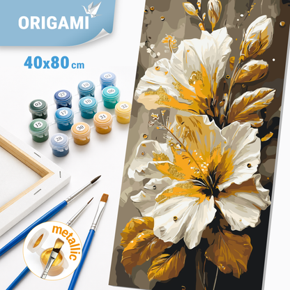 Maľovanie podľa čísel na ráme 40*80 cm - Luxusné kosatce - Kvety s metalickými farbami - LW 5216