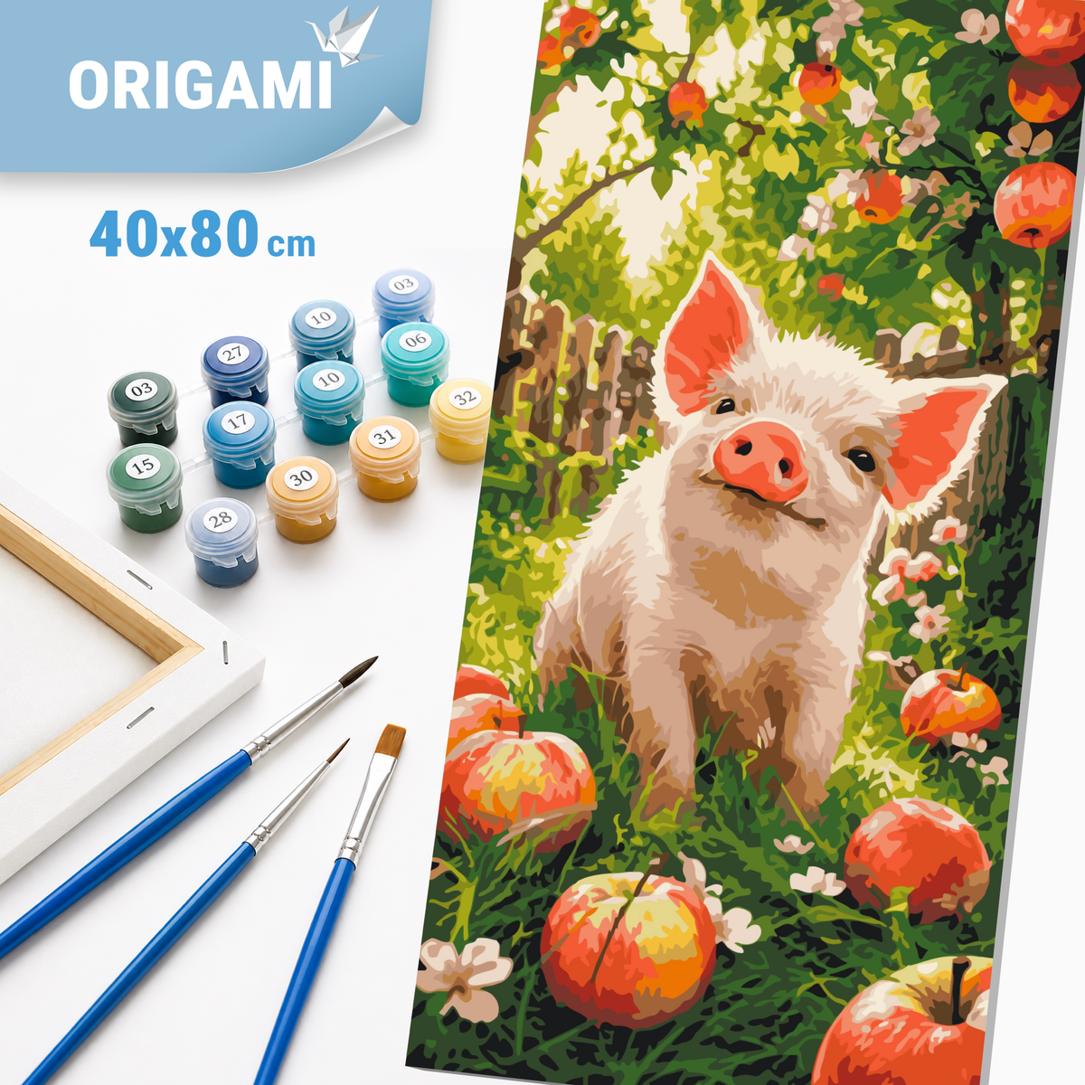 Maľovanie podľa čísel na ráme 40*80 cm - Šťastné prasiatko - Zvieratá - LW 5222