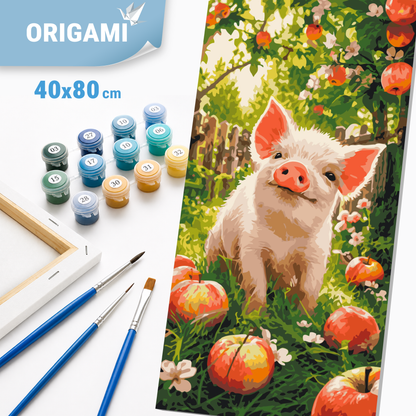 Maľovanie podľa čísel na ráme 40*80 cm - Šťastné prasiatko - Zvieratá - LW 5222
