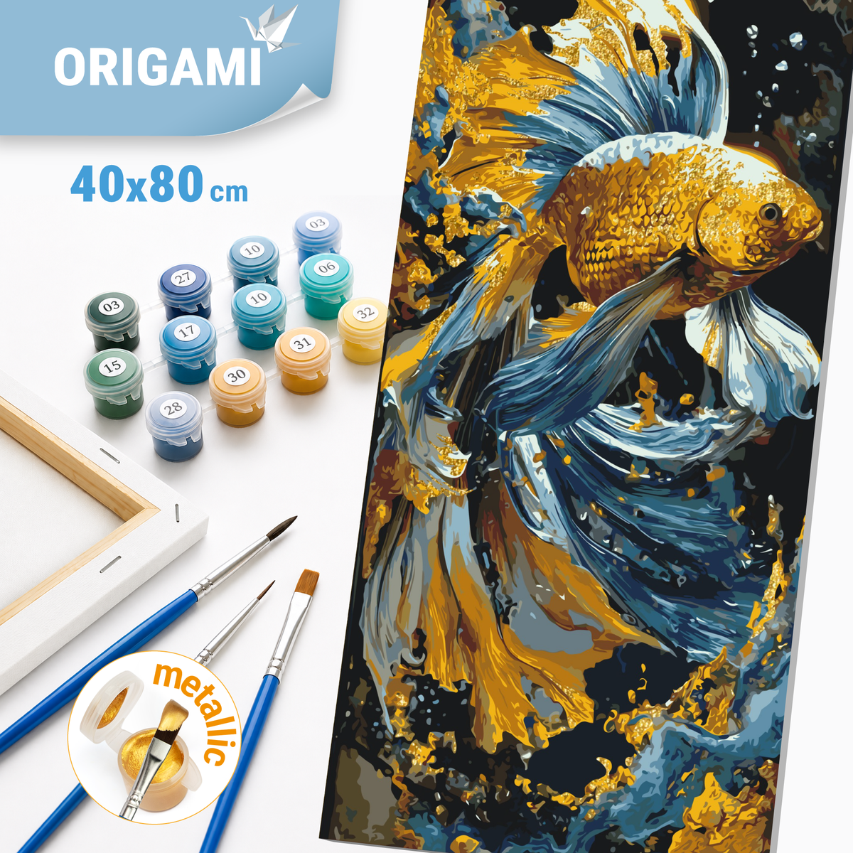 Maľovanie podľa čísel na ráme 40*80 cm - Ryba šťastia - Zvieratá s metalickými farbami - LW 5226