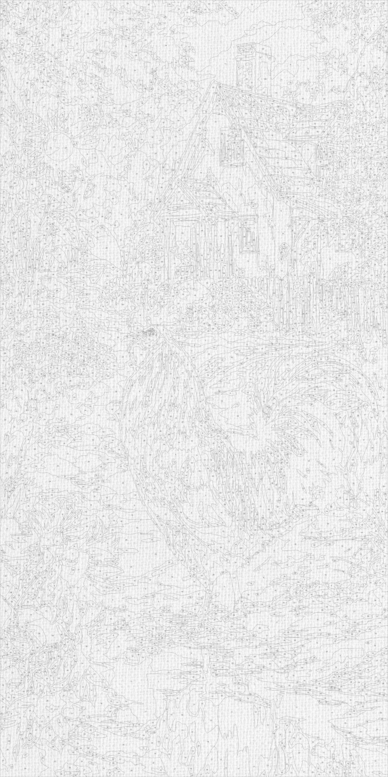 Maľovanie podľa čísel na ráme 40*80 cm - Kohút pri chalúpke - Zvieratá/Krajinka - LW 5228