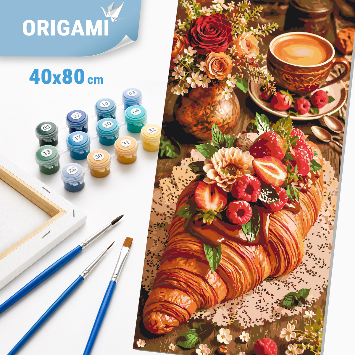 Maľovanie podľa čísel na ráme 40*80 cm - Francúzske raňajky - Zátišie - LW 5229
