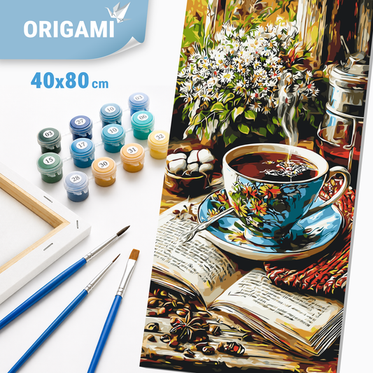 Paint by Numbers on a 40x80 cm frame - Stories Over a Cup of Coffee - Still Life - LW 5237