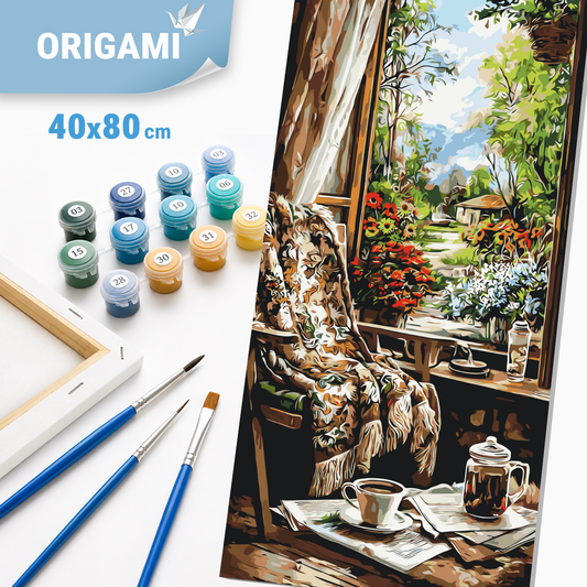 Paint by Numbers on a 40x80 cm frame - Morning in the Garden House - Landscape - LW 5238