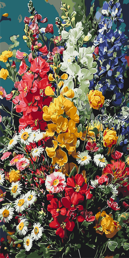 Maľovanie podľa čísel na ráme 40*80 cm - Slnečná symfónia - Kvety - LW 5245