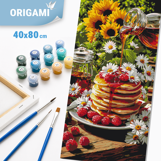 Maľovanie podľa čísel na ráme 40*80 cm - Malinové letné ráno - Zátišie - LW 5248