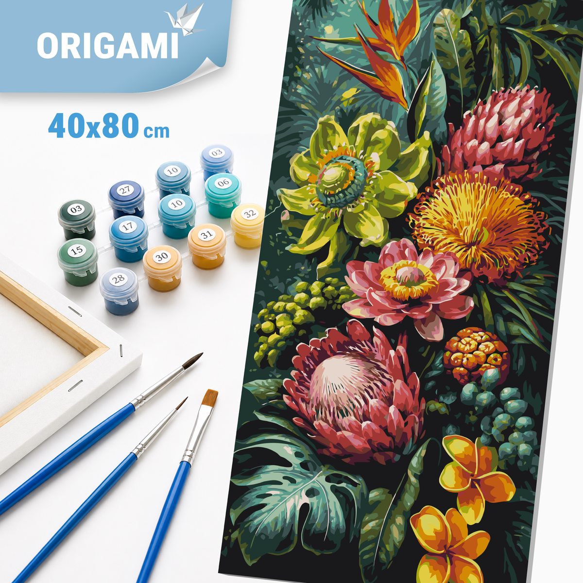 Maľovanie podľa čísel na ráme 40*80 cm - Tropická symfónia - Kvety - LW 5251