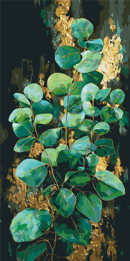 Maľovanie podľa čísel na ráme 40*80 cm - Eukalyptus - Kvety s metalickými farbami - LW 5252