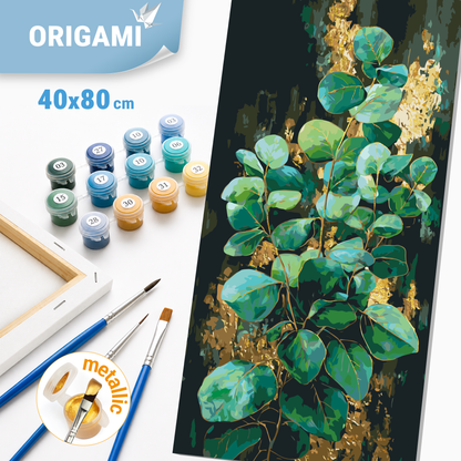 Maľovanie podľa čísel na ráme 40*80 cm - Eukalyptus - Kvety s metalickými farbami - LW 5252
