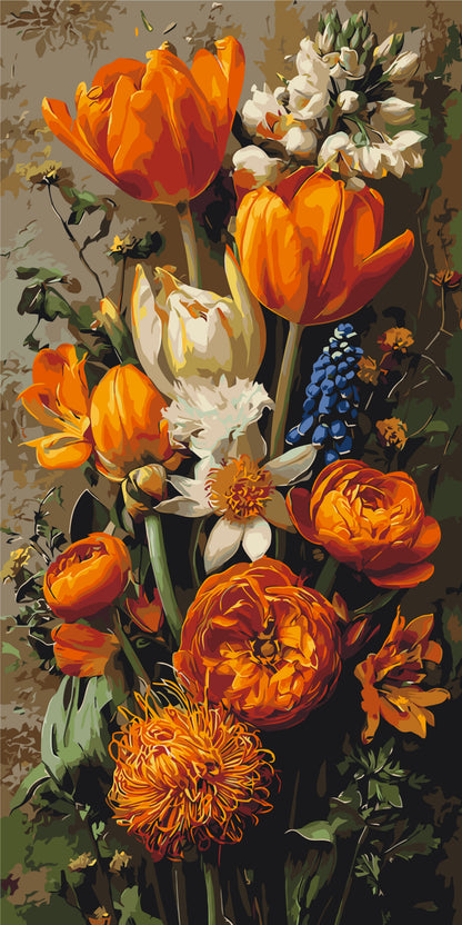 Maľovanie podľa čísel na ráme 40*80 cm - Jarné tulipány - Kvety - LW 5253