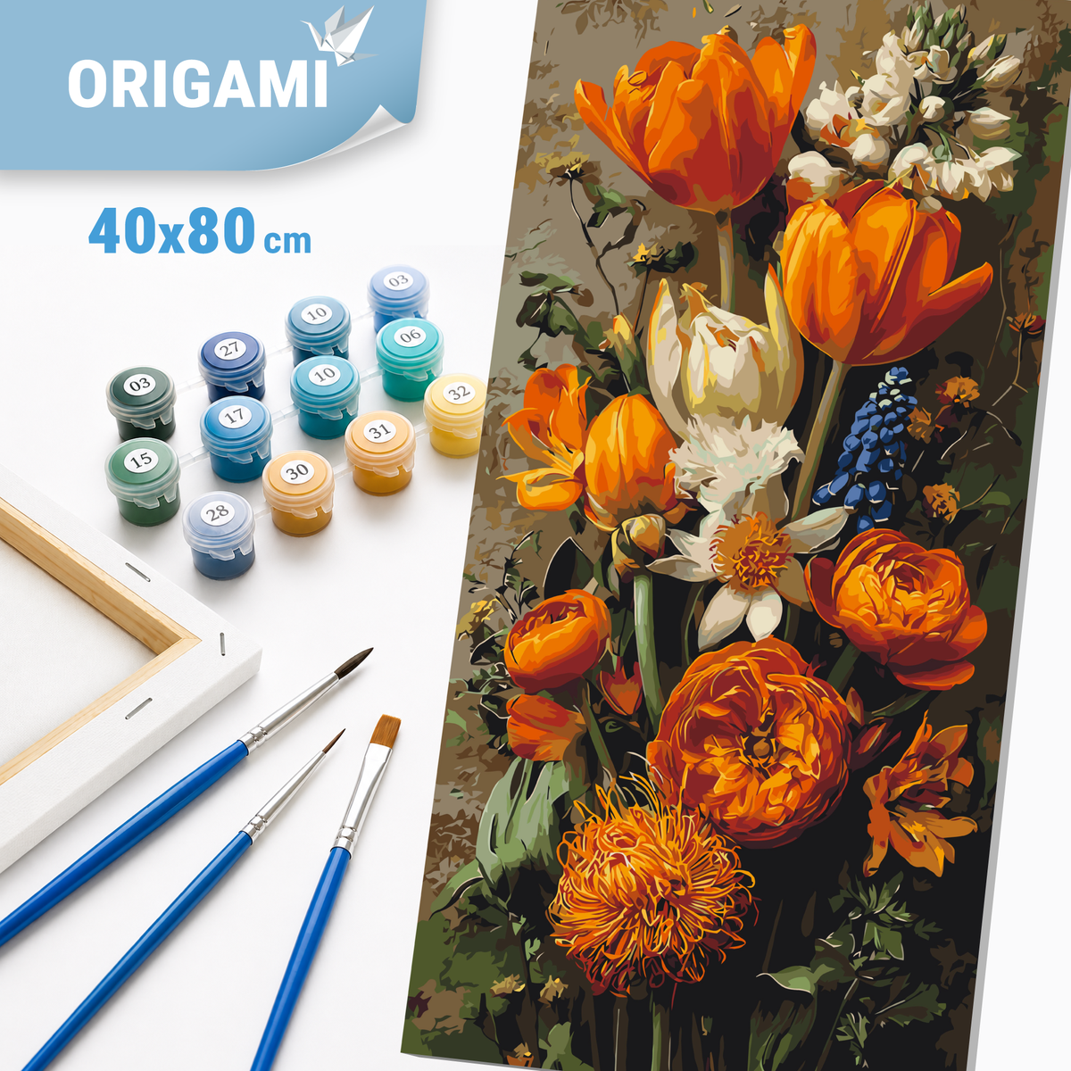 Maľovanie podľa čísel na ráme 40*80 cm - Jarné tulipány - Kvety - LW 5253