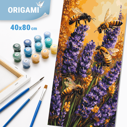 Maľovanie podľa čísel na ráme 40*80 cm - Včely v levanduli - Kvety/Krajinka - LW 5256