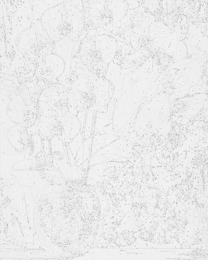 Maľovanie podľa čísel - Biela orchidea. Kvety. S metalickými farbami LW8100