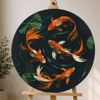 Okrúhle maľovanie podľa čísel Ø40 cm Krajinka/Zvieratá. Japonské koi kapry OR 2049