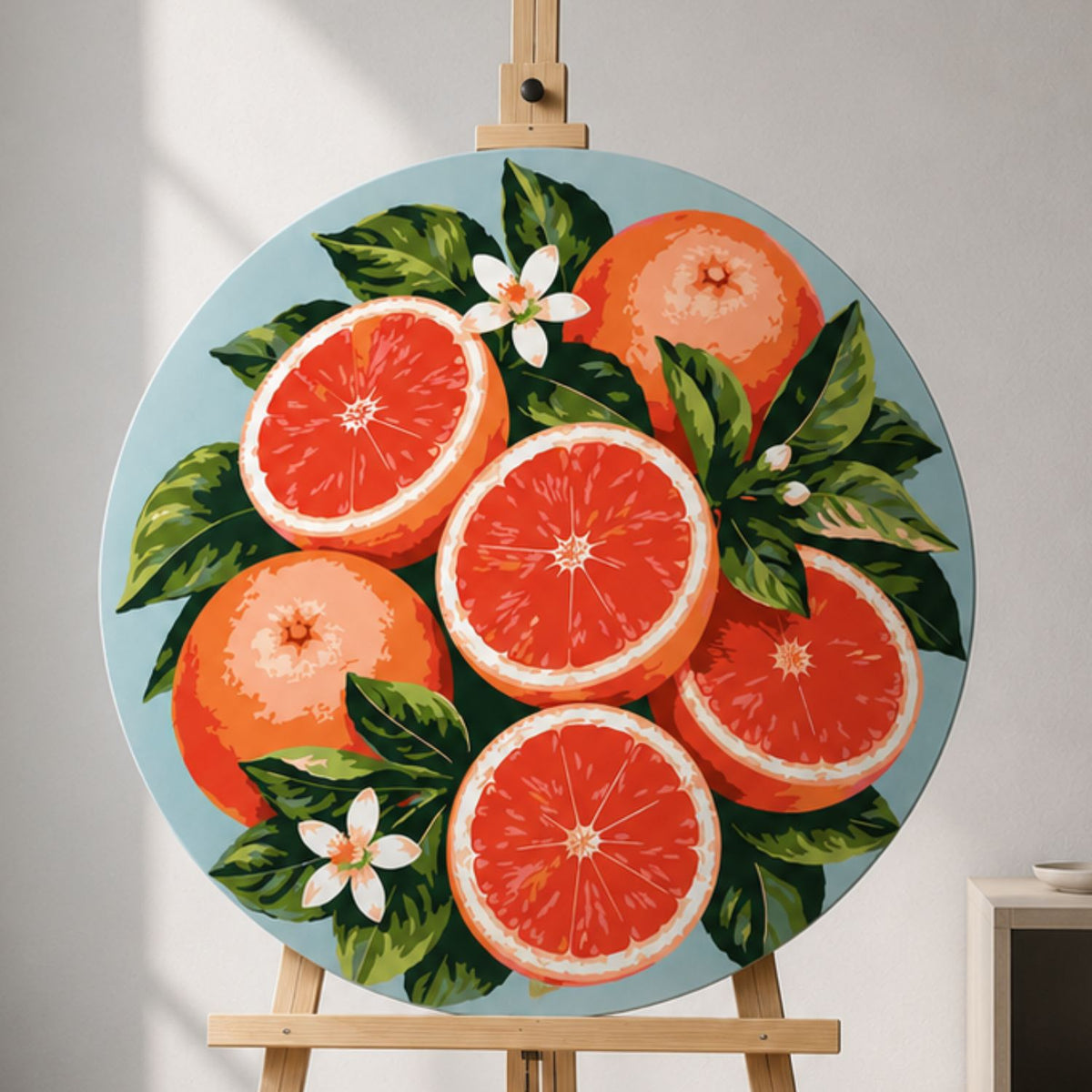 Okrúhle maľovanie podľa čísel – ružové grapefruity