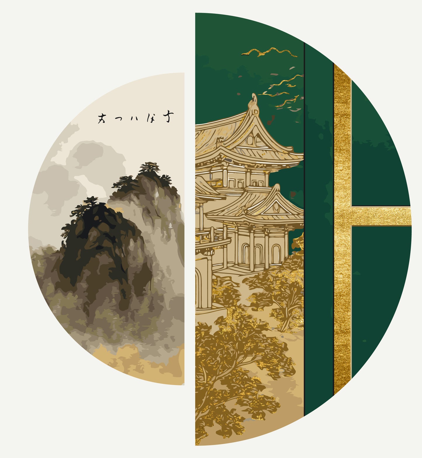 Maľovanie podľa čísel Východná harmónia s metalickými farbami (polkruhy) 70×70 cm OSR 1003