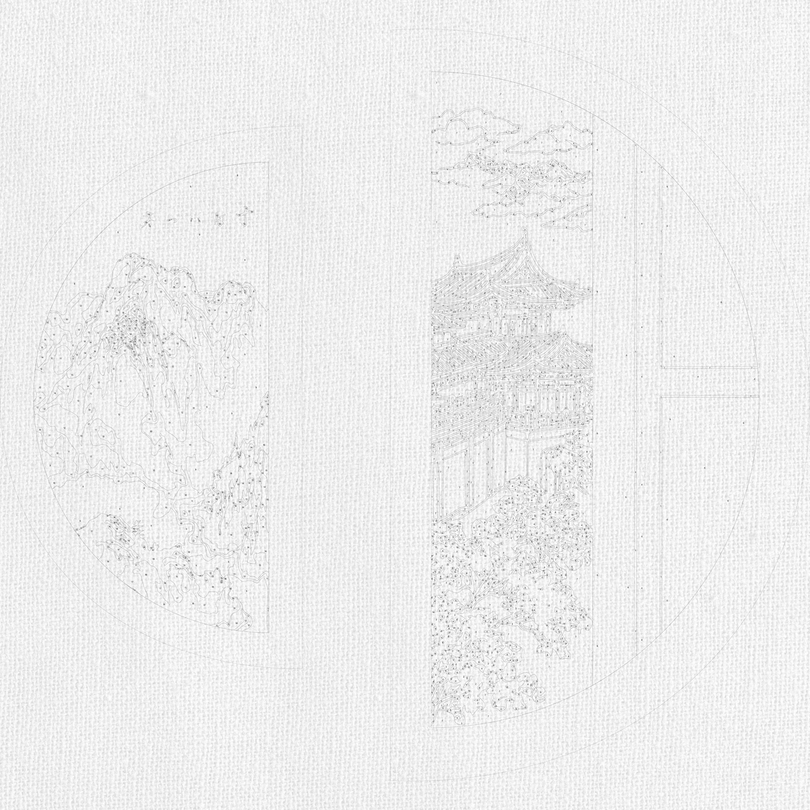 Maľovanie podľa čísel na ráme 70*70 cm Japonský duch s metalickými farbami (polkruhy) OSR 1004