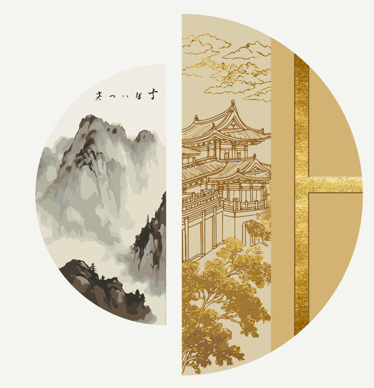 Maľovanie podľa čísel na ráme 70*70 cm Japonský duch s metalickými farbami (polkruhy) OSR 1004