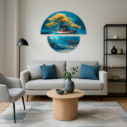 Maľovanie podľa čísel Krajina. Mágia prírody: pevnina a more s metalickými farbami (polkruhy) 70×70 cm OSR 1010