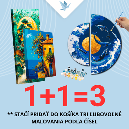 Maľovanie podľa čísel na ráme 70*70 cm Mágia nočnej krajiny s metalickými farbami (polkruhy) OSR 1006