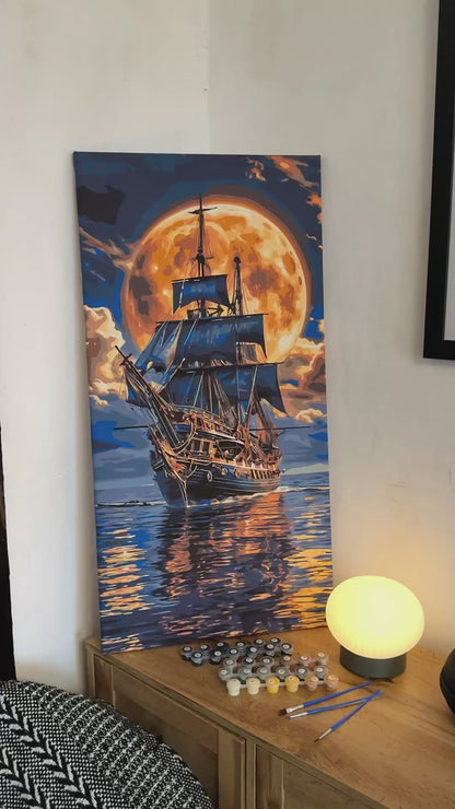 Malowanie po numerach 40x80 marynistyka – Statek na morzu LW 5108