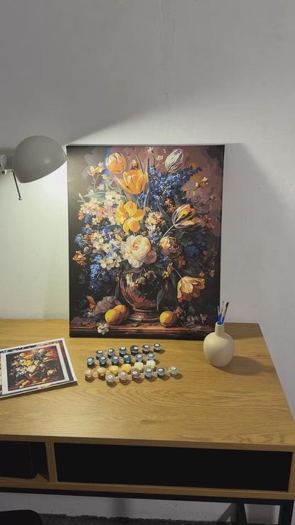 Maľovanie podľa čísel na ráme 40*50 cm Kvety - Bohatá kytica vo váze LW 3174-01